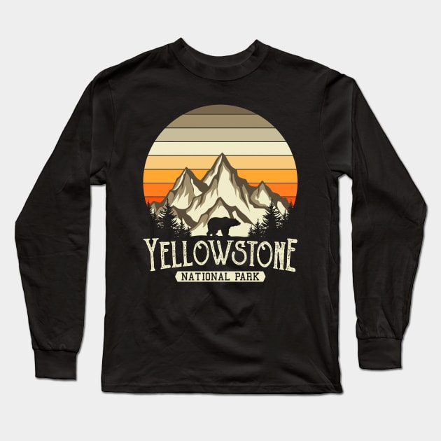 Yellowstone National Park Hiking Gift Long Sleeve T-Shirt by Delightful Designs